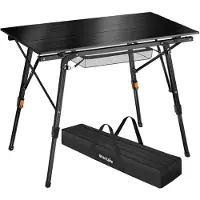 TecTake - Aluminium Campingtisch Campingtisch - klappbar - höhenverstellbar - LxBxH: ca. 90x52x47cm - schwarz - 404983
