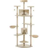 vidaXL Katzen-Kratzbaum Sisal 203 cm Beige und Weiß