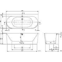 Villeroy & Boch Oberon 2.0 halb freistehende Badewanne back-to-wall 180x80x62cm Stone white