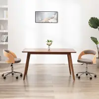 The Living Store Drehbarer Bürostuhl Taupe Bugholz und Stoff