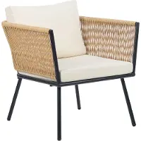 Beliani Balkonset Natürlich Rattan 2 Stühle 1 Couchtisch Sitzkissen Rückenkissen Hellbeige Stahlgestell Schwarz Gartenmöbelset Terasse Balkon Grtenmöbel