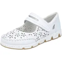 Rieker Damen Ballerina Leder floral Blumen Cutouts Spange Klettverschluss 49977, Größe:39 EU, Farbe:Weiß