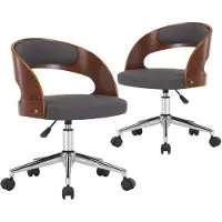vidaXL Esszimmerstühle 2 Stk. Drehbar Grau Bugholz und Stoff