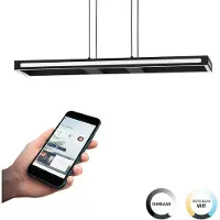 Eglo connect.z Smart-Home LED Pendelleuchte Salvilanias-Z, Metall Hängelampe, ZigBee, App und Sprachsteuerung Alexa, CCT, dimmbar, schwarz, 77 cm