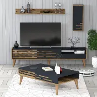 Skye Decor , Valensiya - Walnut, Anthracite, Wohnzimmermöbel-Set, Nussbaum, 100 % MELAMINBESCHICHTETE SPANPLATTEN, 180 x 45 x 35 cm