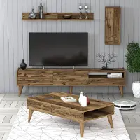 Skye Decor , Valensiya - Walnut, Wohnzimmermöbel-Set, Nussbaum, 100 % MELAMINBESCHICHTETE SPANPLATTEN, 180 x 45 x 35 cm