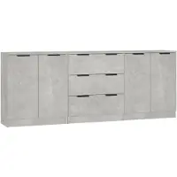 vidaXL 3-tlg. Sideboard-Set Betongrau Holzwerkstoff