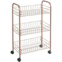 Metaltex 344403000 Lugano Allzweckwagen mit 3 Etagen Polytherm Copper / Rollregal, Höhe 63 cm