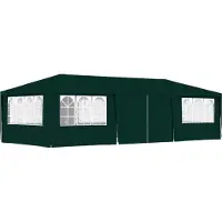 The Living Store Profi-Partyzelt mit Seitenwänden 4×9 m Grün 90 g/m²