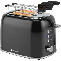 Kitchenbrothers Toaster mit Sandwichzangen - Toaster - 6 Bräunungsstufen - Breite Schlitze - Toaster - 870W - Schwarz