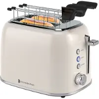 Kitchenbrothers Toaster mit Sandwichzangen - Toaster - 6 Bräunungsstufen - Breite Schlitze - Toaster - 870W - Beige