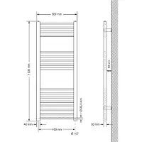 LuxeBath Badheizkörper Sahara, 500x1200 mm, Weiß, gerade mit Seitenanschluss, ohne Heizstab