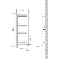 LuxeBath Badheizkörper Sahara, 300x800 mm, Anthrazit, gerade mit Seitenanschluss, ohne Heizstab