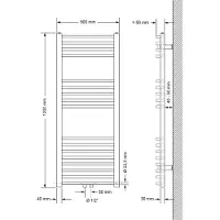LuxeBath Badheizkörper Sahara, 500x1200 mm, Weiß, gebogen mit Mittelanschluss, ohne Heizstab