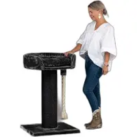 RHR Quality Kratzbaum für große Katzen – Chartreux – 80 cm hoch – Mit extra dickem 20 cm Sisalstamm – Liegefläche von 60 cm – Blackline Dunkelgrau