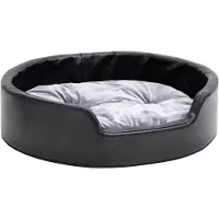 The Living Store Hundebett Schwarz-Grau 69x59x19 cm Plüsch und Kunstleder