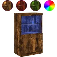vidaXL Sideboard mit LED-Leuchten Räuchereiche 60,5x37x100 cm