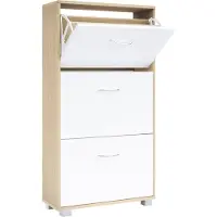 Casaria Schoenenkast Eiken-Wit 115x60x24cm 3 Kleppen