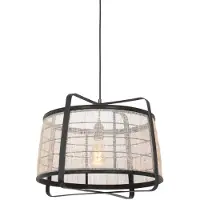 Anne Light & Home Hängeleuchte - schwarz - Capos - metall textil - Ø 48cm - E27 - 3511ZW - Anne Lighting
