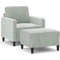 vidaXL Sessel mit Hocker Hellgrau 60 cm Samt