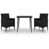 vidaXL 3-tlg. Garten-Essgruppe mit Auflagen Poly Rattan und Glas