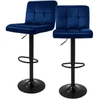ML-Design | Set mit 2 Barhockern Abigail Samt Blauw Fluweel 45x112x50 cm | NADUVI