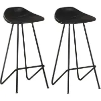 vidaXL Barhocker 2 Stk. Schwarz Echtleder