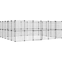 vidaXL 44-tlg. Haustierkäfig mit Tür Schwarz 210x175x70 cm Stahl