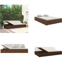 vidaXL Sonnenliege mit Auflagen Poly Rattan Braun - Sonnenliege - Sonnenliegen - Sonnenbett - Tagesbett