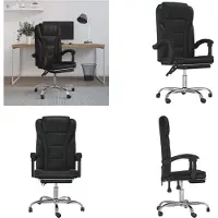 vidaXL Bürostuhl mit Liegefunktion Schwarz Kunstleder - Bürostuhl Mit Liegefunktion - Bürostühle Mit Liegefunktion - Bürostuhl Mit Relaxfunktion - Schreibtischstuhl