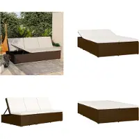 vidaXL Sonnenliege mit Auflage Poly Rattan Braun - Sonnenbett - Sonnenbetten - Sonnenliege - Sonnenliegen