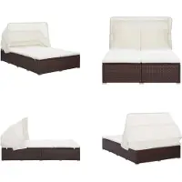 vidaXL 2 Personen Sonnenliege mit Auflage Poly Rattan Braun - Sonnenliege - Sonnenliegen - Gartenliege - Gartenliegen
