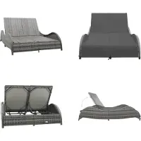 vidaXL Doppel Sonnenliege mit Auflage Poly Rattan Anthrazit - Sonnenliege - Sonnenliegen - Sonnenbett - Sonnenbetten