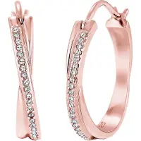 Elli Paar Creolen "Ohrringe Creole Verschlungen Kristall 925 Silber" Gr. 26, rosa (rosegold), Ohrringe, Damen, 26,mit Stein, Silber 925 (Sterlingsilber), Paar Creolen