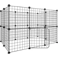 vidaXL 20-tlg. Haustierkäfig mit Tür Schwarz 105x70x70 cm Stahl
