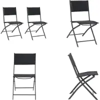 vidaXL Klappbare Gartenstühle 2 Stk. Stahl und Textilene - Outdoor-Stuhl - Outdoor-Stühle - Gartenstuhl - Gartenstühle