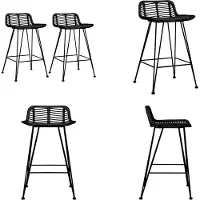 vidaXL Barhocker 2 Stk. Schwarz Rattan - Barhocker