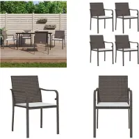 vidaXL Gartenstühle mit Kissen 4 Stk. Braun 56x59x84 cm Poly Rattan - Gartenstuhl - Gartenstühle - Terrassenstuhl - Outdoor Stuhl
