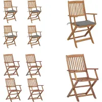 vidaXL Klappbare Gartenstühle 4 Stk. mit Kissen Massivholz Akazie - Gartenstuhl - Gartenstühle - Gartensessel - Klappstuhl