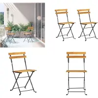 vidaXL Klappbare Gartenstühle 2 Stk. Stahl und Massivholz Akazie - Gartenstuhl - Gartenstühle - Holz-Gartenstuhl - Holz-Gartenstühle