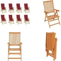 vidaXL Garten Liegestühle mit Kissen 8 Stk. Massivholz Teak - Gartenstuhl - Gartenstühle - Garten-Liegestuhl - Garten-Liegestühle