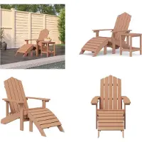 vidaXL Adirondack Gartenstuhl mit Hocker & Tisch HDPE Braun - Gartenstuhl - Gartenstühle - Outdoor Stuhl - Gartensessel