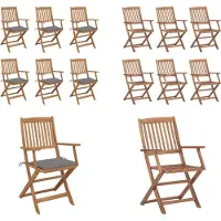 vidaXL Klappbare Gartenstühle 6 Stk. mit Kissen Massivholz Akazie - Gartenstuhl - Gartenstühle - Gartensessel - Klappstuhl