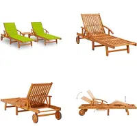 vidaXL Sonnenliegen 2 Stk. mit Tisch und Auflagen Massivholz Akazie - Gartenliege - Gartenliegen - Sonnenliege - Sonnenliegen