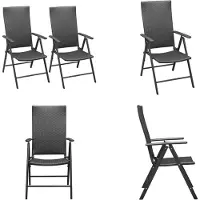 vidaXL Stapelbare Gartenstühle 2 Stk. Poly Rattan Schwarz - Gartenstühle