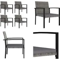 vidaXL Garten Essstühle 4 Stk. Poly Rattan Grau - Essstuhl - Essstühle - Gartenstuhl - Gartenstühle