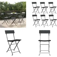 vidaXL Bistrostühle 6 Stk. Klappbar Schwarz Poly Rattan und Stahl - Klappbarer Bistrostuhl - Klappbare Bistrostühle - Gartenmöbel - Outdoor Möbel
