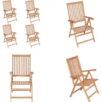 vidaXL Verstellbare Gartenstühle 4 Stk. Massivholz Teak - Gartenstuhl - Gartenstühle - Gartensessel - Klappstuhl