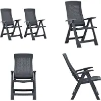 vidaXL Verstellbare Gartenstühle 2 Stk. Kunststoff Anthrazit - Gartenstuhl - Gartenstühle - Gartensessel - Klappstuhl