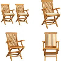 vidaXL Gartenstühle mit Creme Kissen 2 Stk. Massivholz Teak - Gartenstuhl - Gartenstühle - Gartenstuhl Holz - Gartenstuhl Massivholz